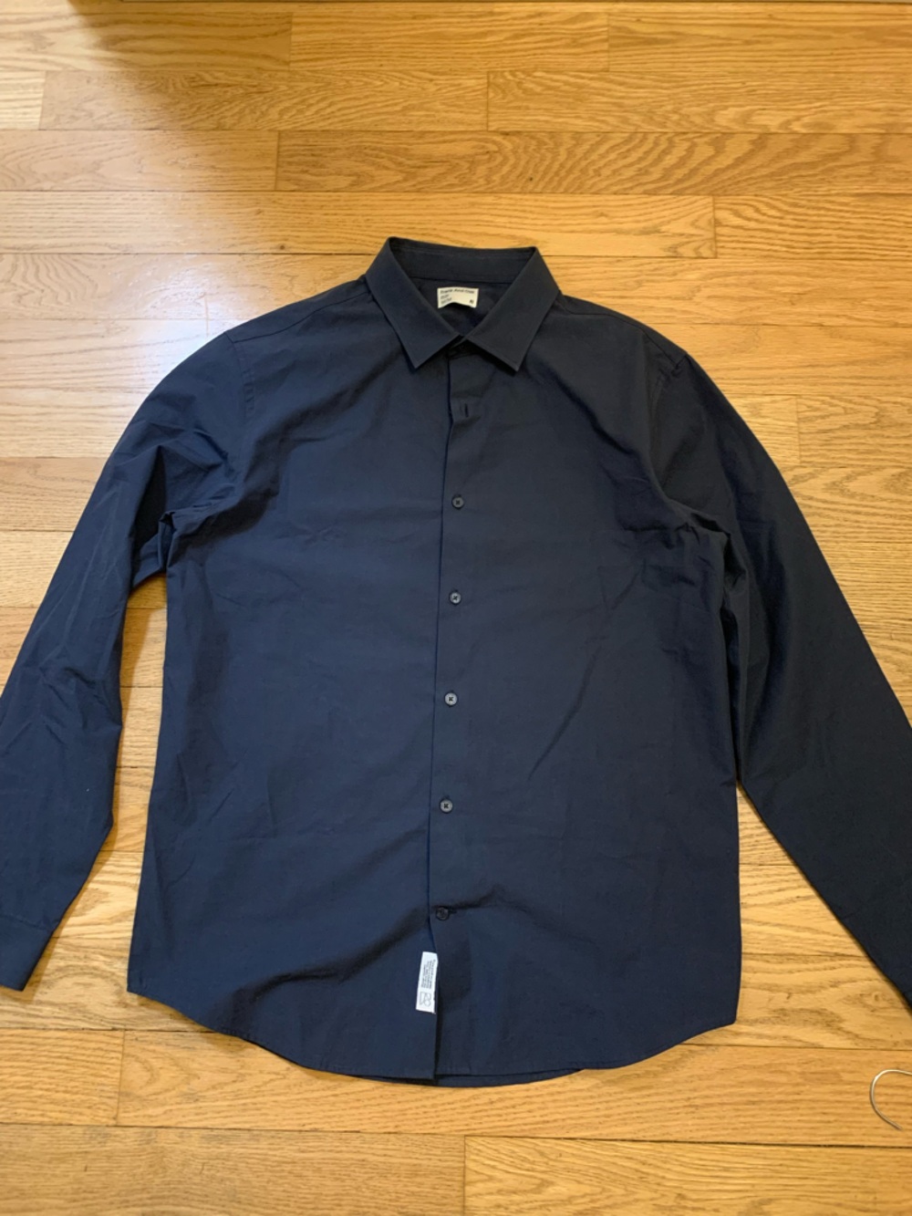Men's Frank and Oak Navy Long-Sleeve Button-Up Shirt